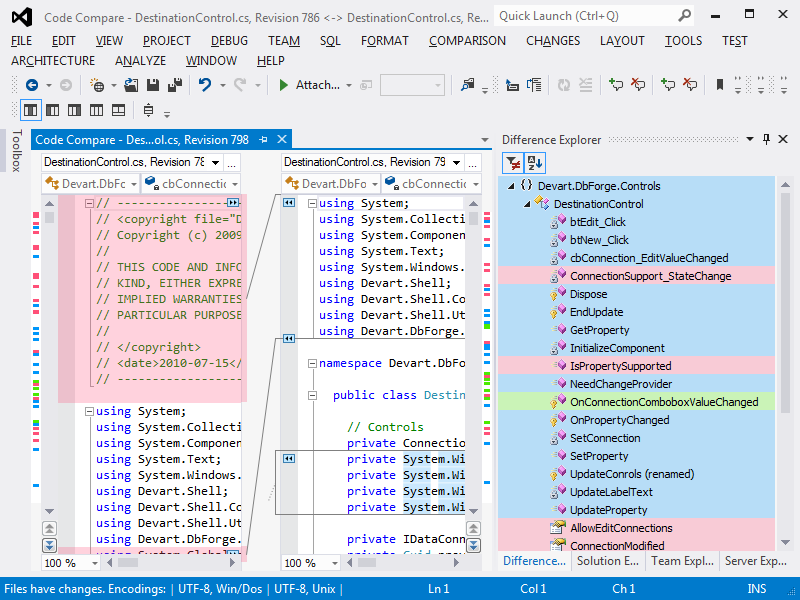 Compare files and folders in Visual Studio