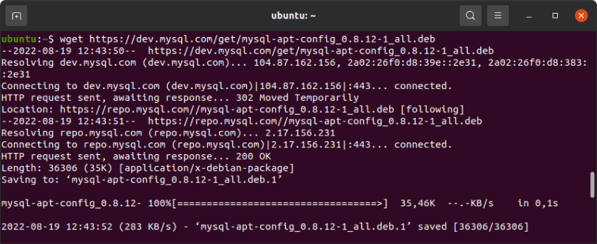 Download the MySQL repository by executing the following command