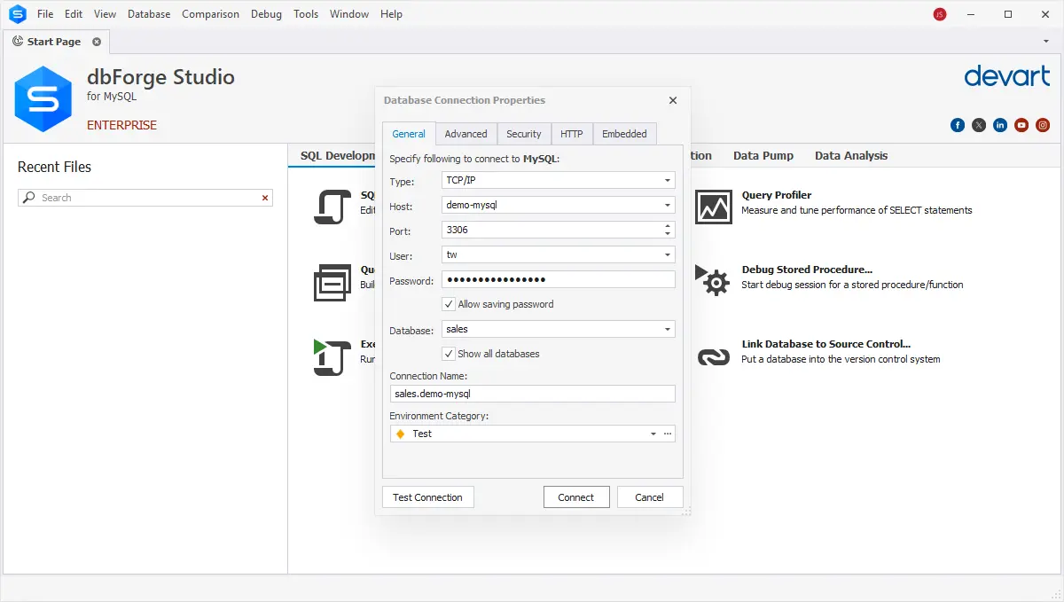 Connecting to a MySQL database