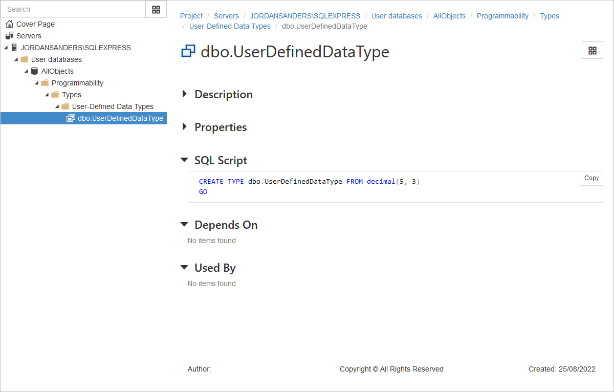 Generated User-defined data type Document