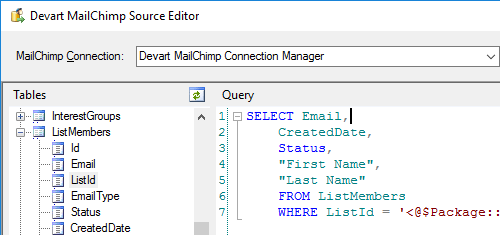 Devart Mailchimp Source Editor